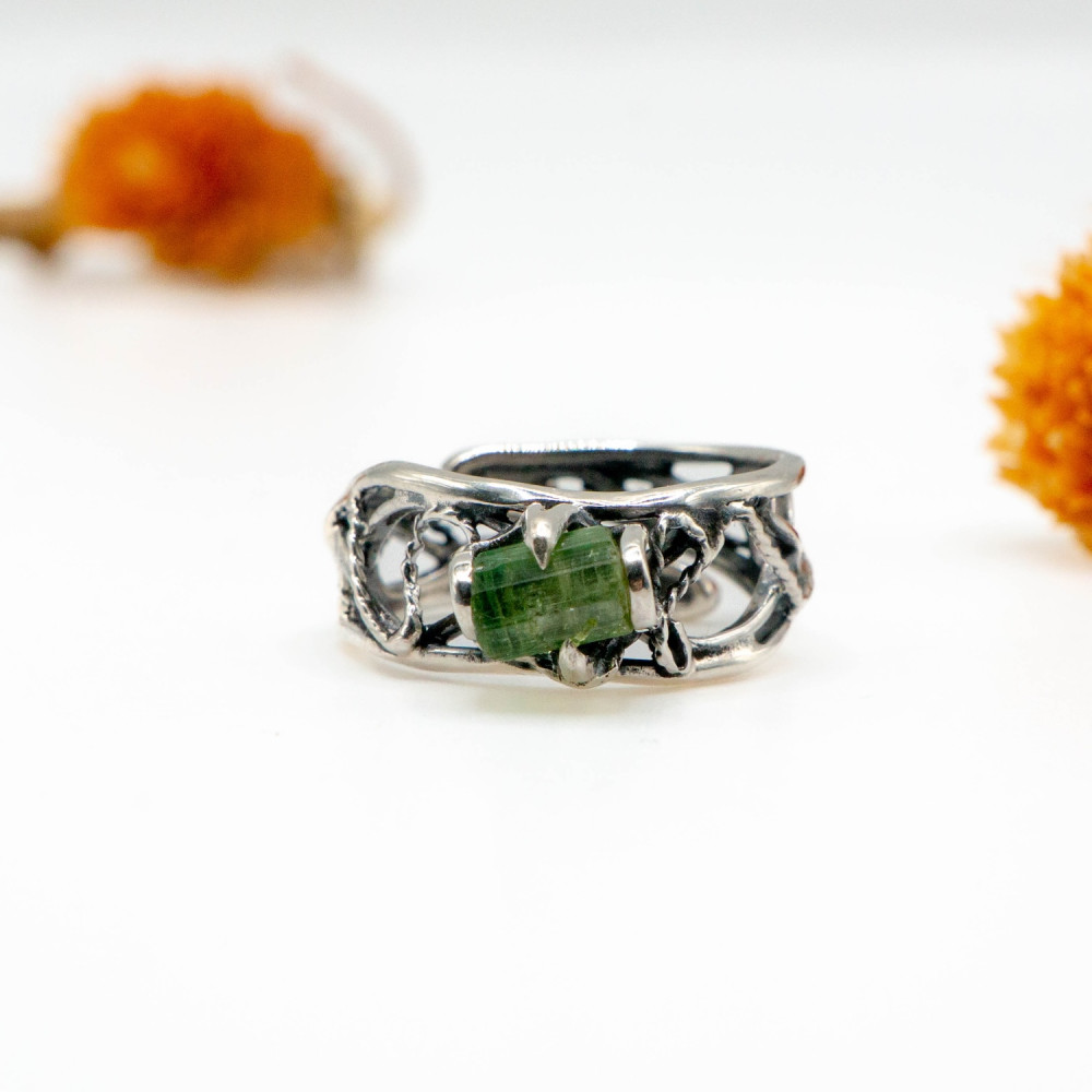 Каблучка «Лісовий Подих» з зеленим турмаліном — ручна робота Komarov Jewelry, Фото 5