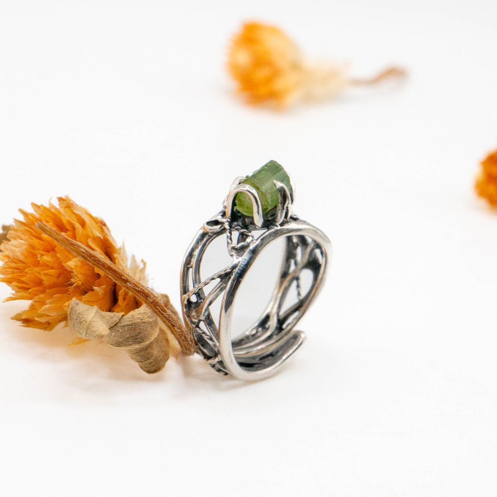 Каблучка «Лісовий Подих» з зеленим турмаліном — ручна робота Komarov Jewelry, Фото 9