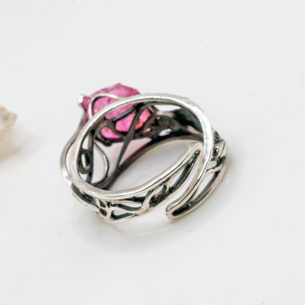 Каблучка з кристалом рожевого турмаліну — авторська прикраса ручної роботи, Фото 6