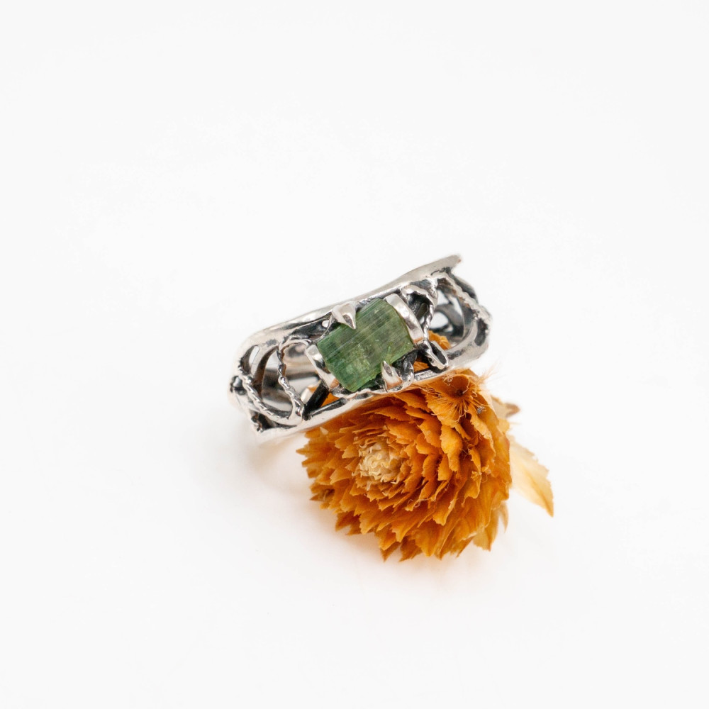 Каблучка «Лісовий Подих» з зеленим турмаліном — ручна робота Komarov Jewelry, Фото 4