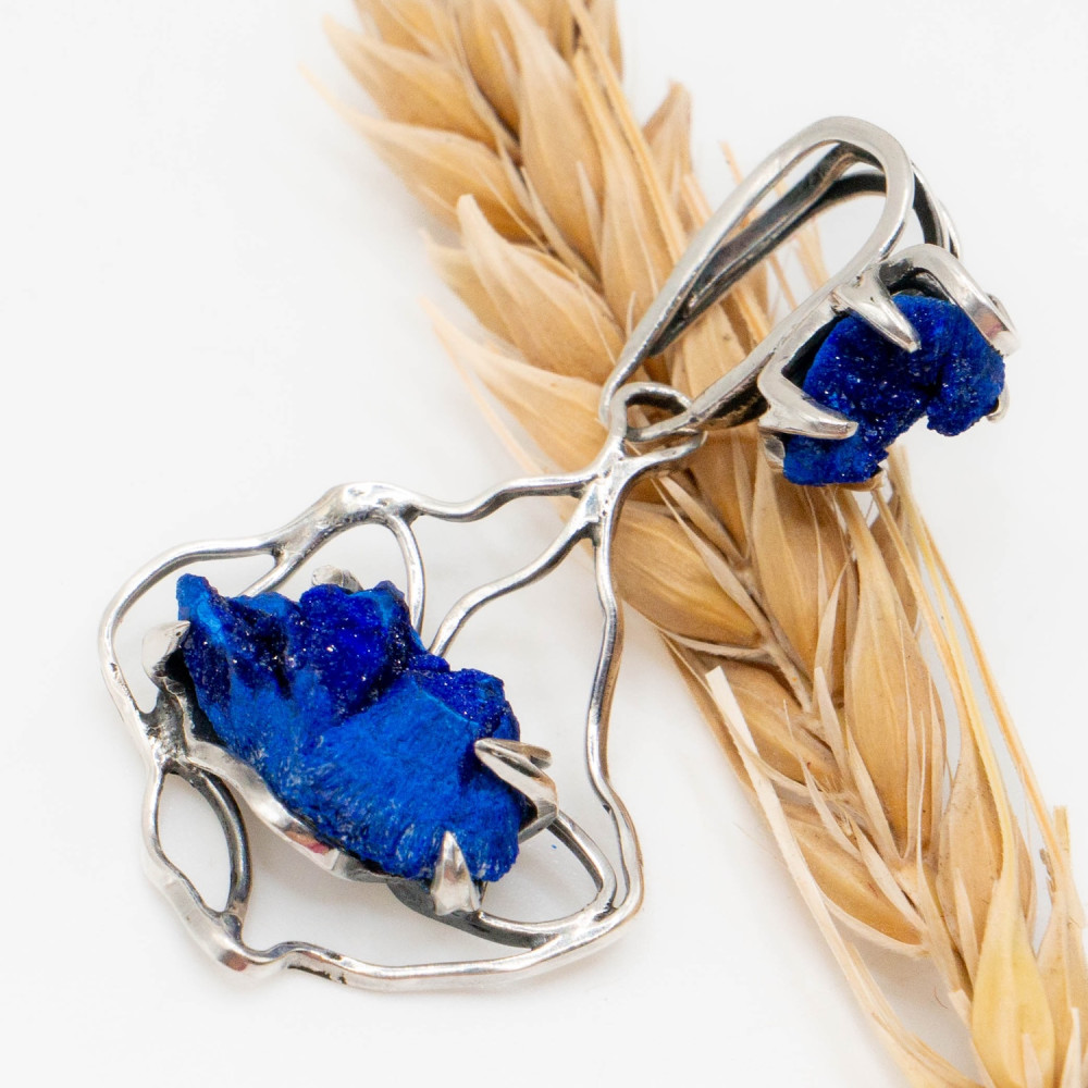 Срібний кулон з двома азуритами — авторська робота Komarov Jewelry