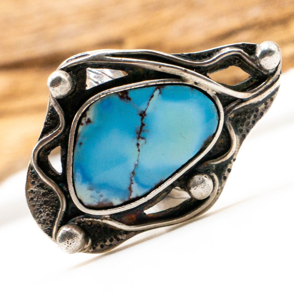 Каблучка “Vein of Sky” з натуральною бірюзою, ручна робота