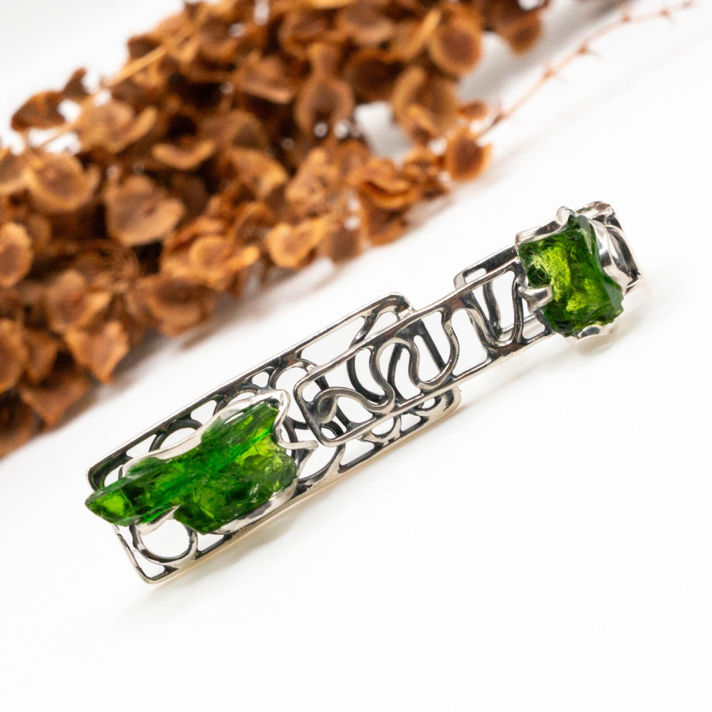 Срібний кулон з хромдіопсидом - ручна робота