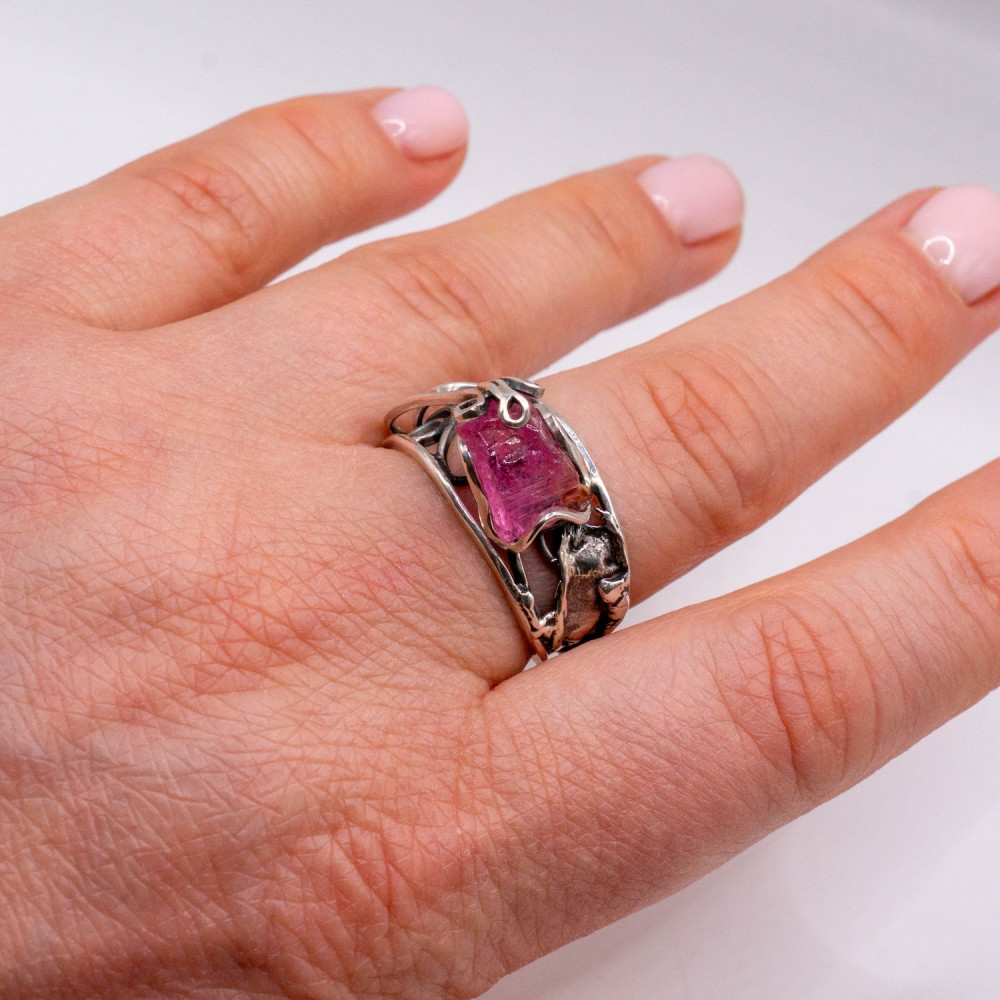 Каблучка з кристалом рожевого турмаліну — авторська прикраса ручної роботи, Фото 10