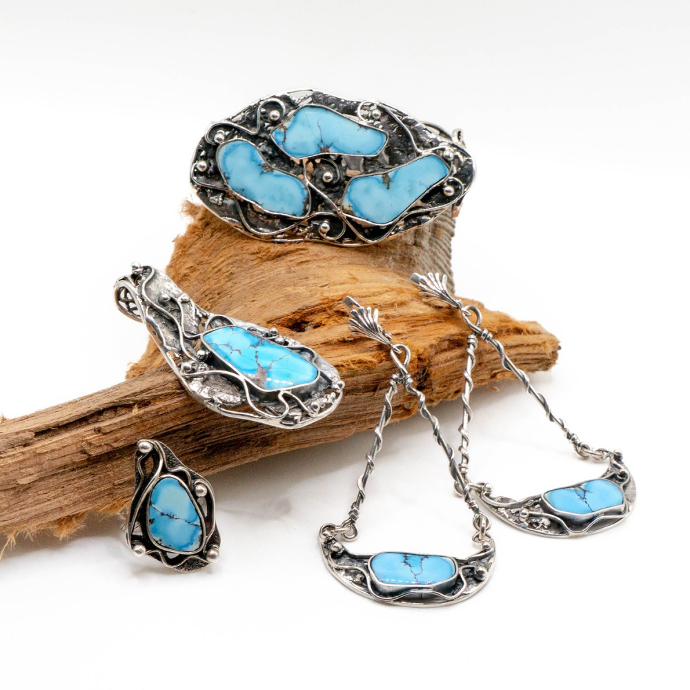 Срібний авторський комплект з бірюзою — ручна робота Komarov Jewelry
