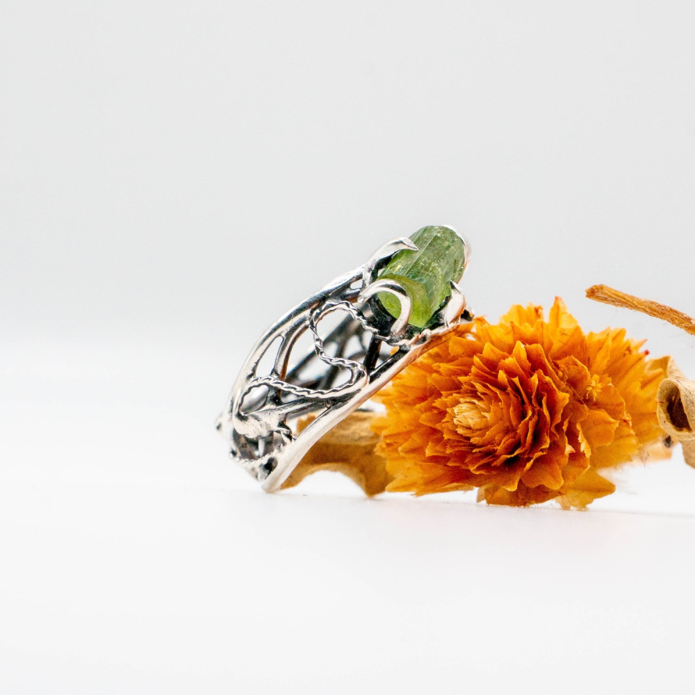 Каблучка «Лісовий Подих» з зеленим турмаліном — ручна робота Komarov Jewelry, Фото 7