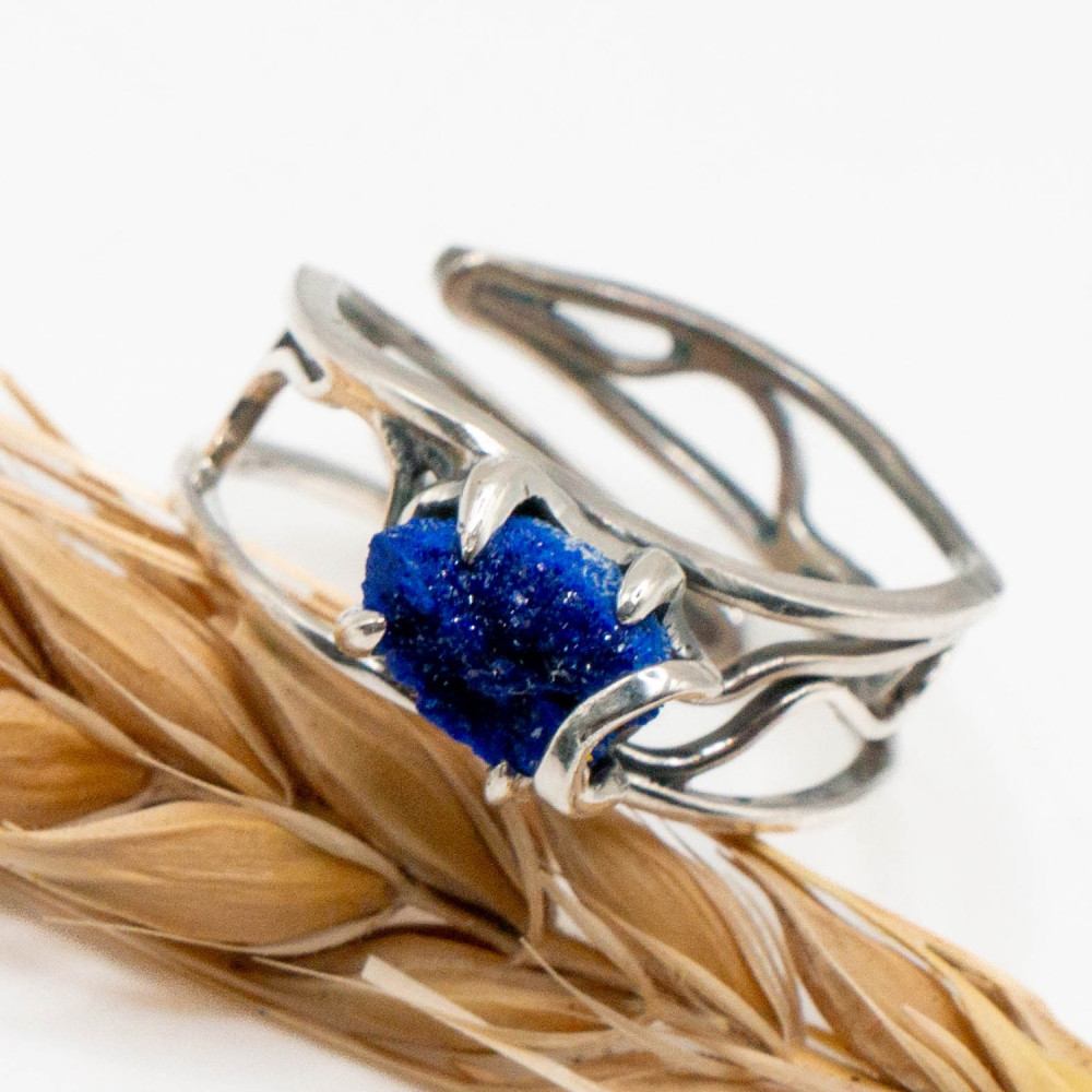 Срібне мінімалістичне кільце з азуритом — авторська робота Komarov Jewelry