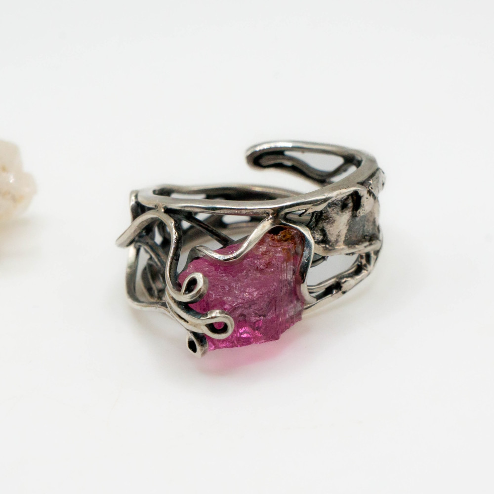 Каблучка з кристалом рожевого турмаліну — авторська прикраса ручної роботи, Фото 8