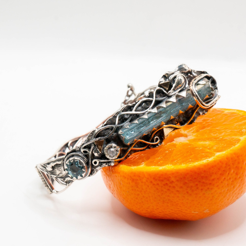 Авторський браслет з аквамарином і топазом • ручна робота