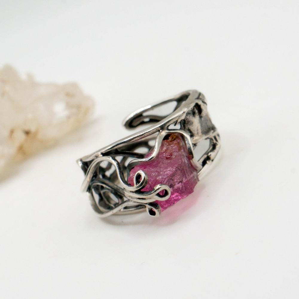 Каблучка з кристалом рожевого турмаліну — авторська прикраса ручної роботи, Фото 7