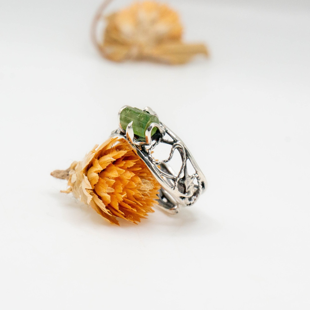 Каблучка «Лісовий Подих» з зеленим турмаліном — ручна робота Komarov Jewelry, Фото 3