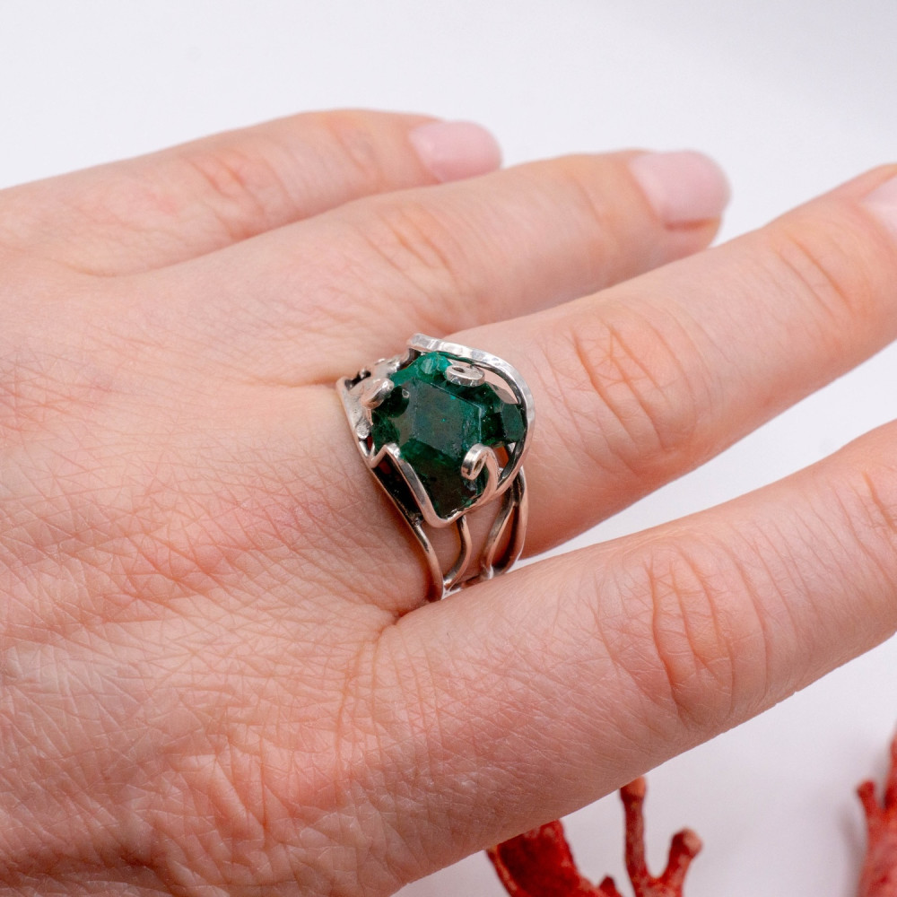 Каблучка з кристалом діоптазу — авторська робота Komarov Jewelry, Фото 10
