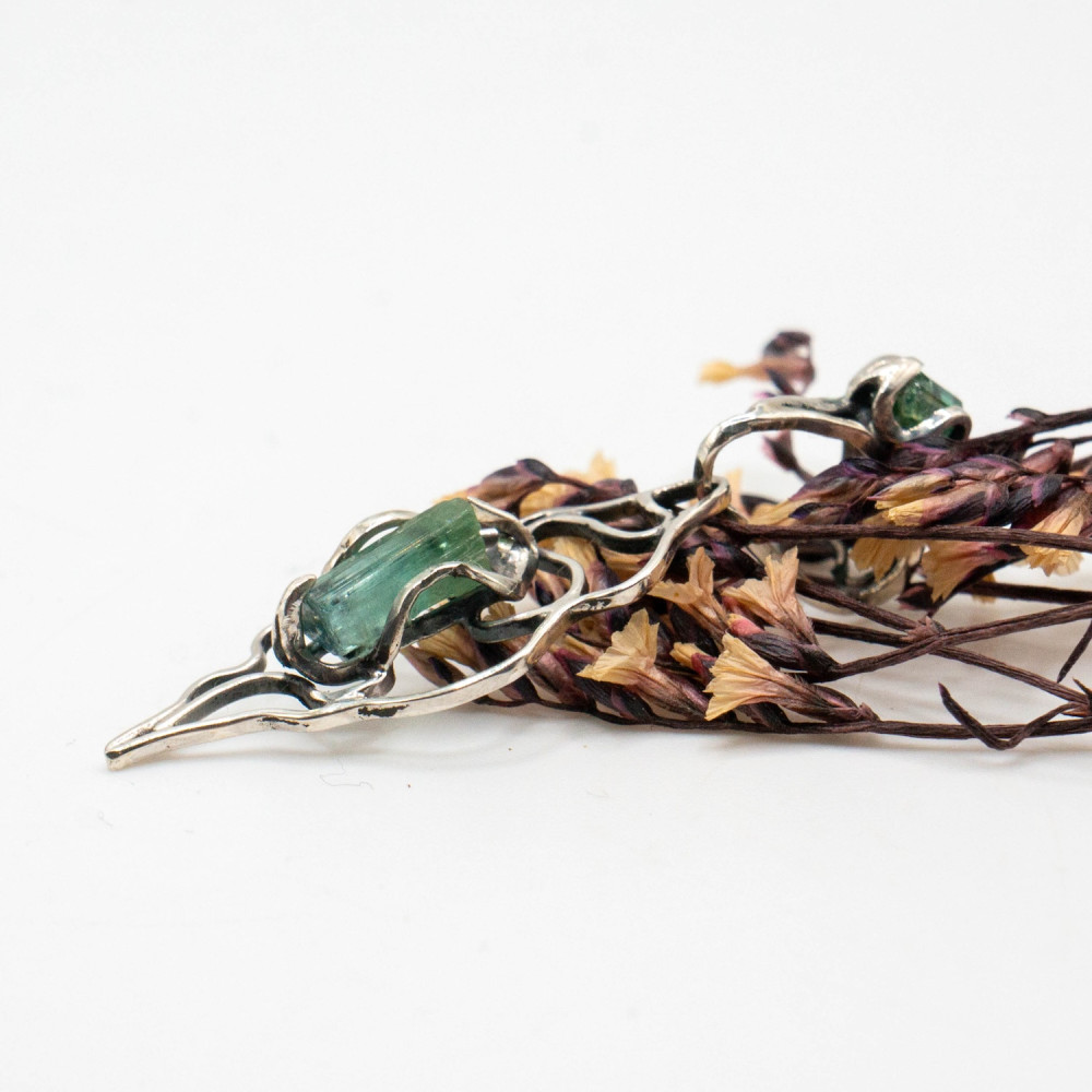 Срібний кулон з турмаліном “Forest Whisper” — авторська робота